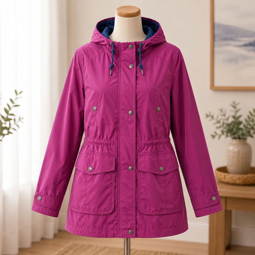 Pacific Trail Parka Jacket Women Large Purple Flannel Lined Hooded Utility Coat